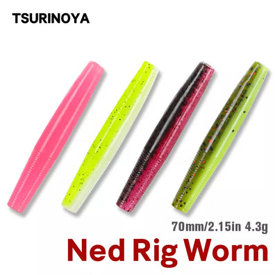 Tsurinoya 10PCs Ned Rig Soft Stickbait 70mm 4.3g